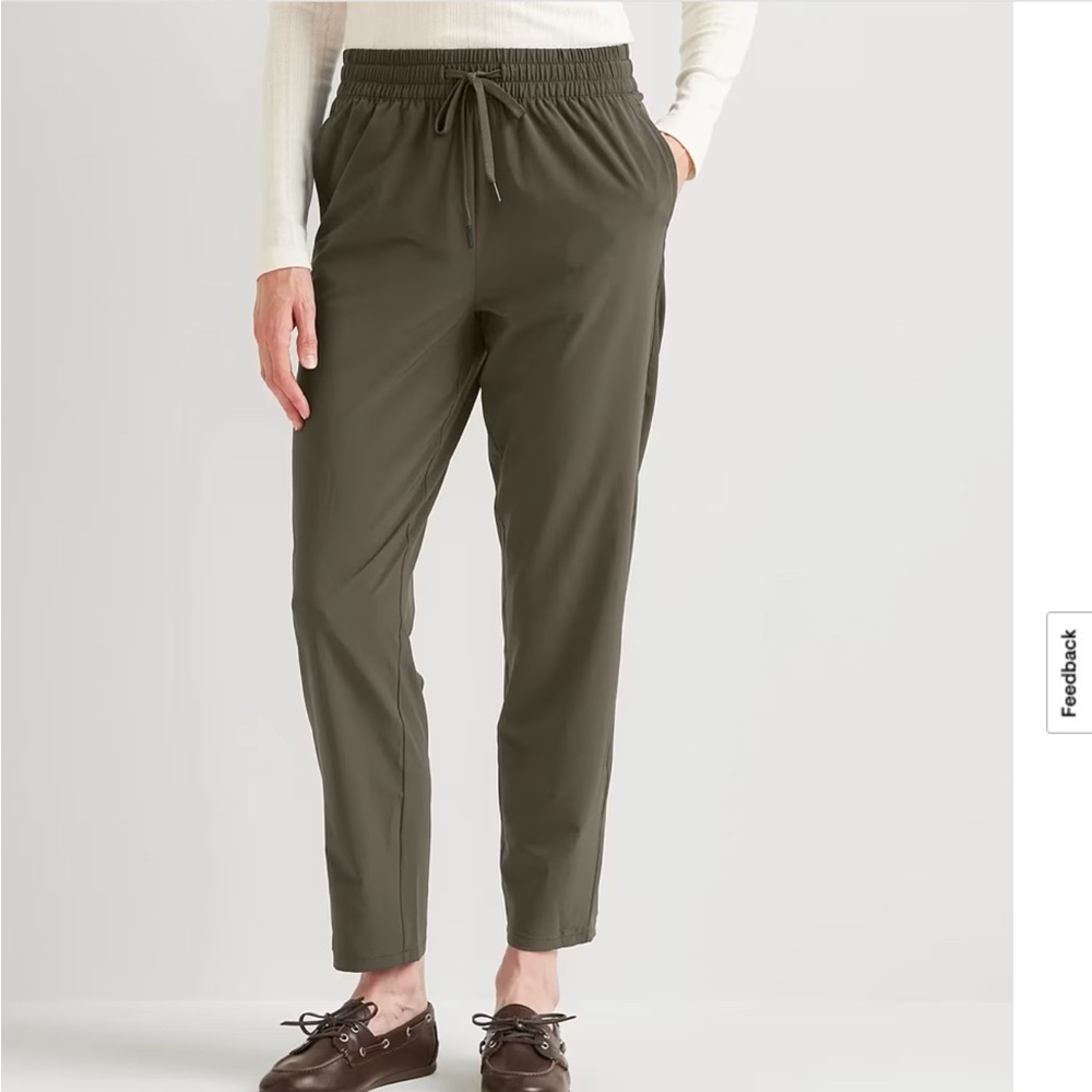 Eddie Bauer Green Knit Pull On Pants Size Medium With Drawstring